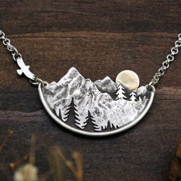 Free People Jewelry - “Pursuit of Peace” Mountain Landscape Necklace